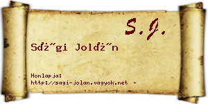 Sági Jolán névjegykártya