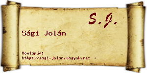 Sági Jolán névjegykártya